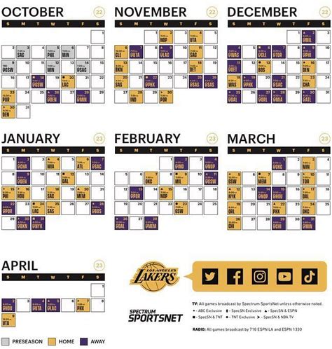 la lakers game schedule
